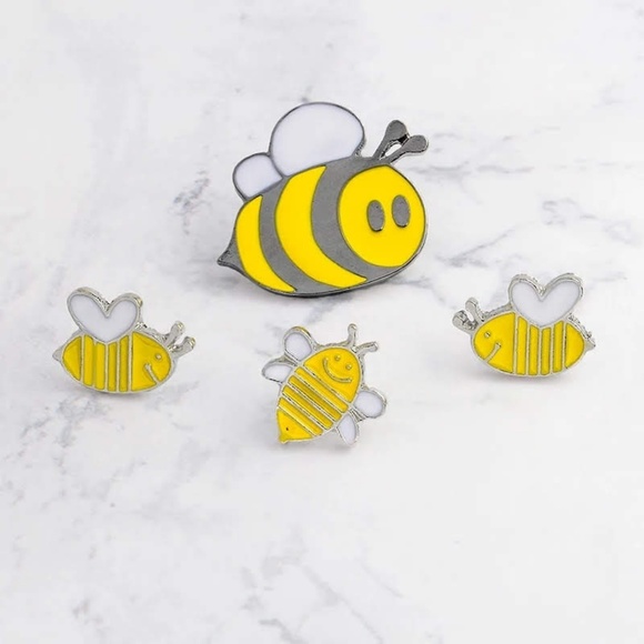 Set of 4 bumble bee pins - Picture 6 of 6